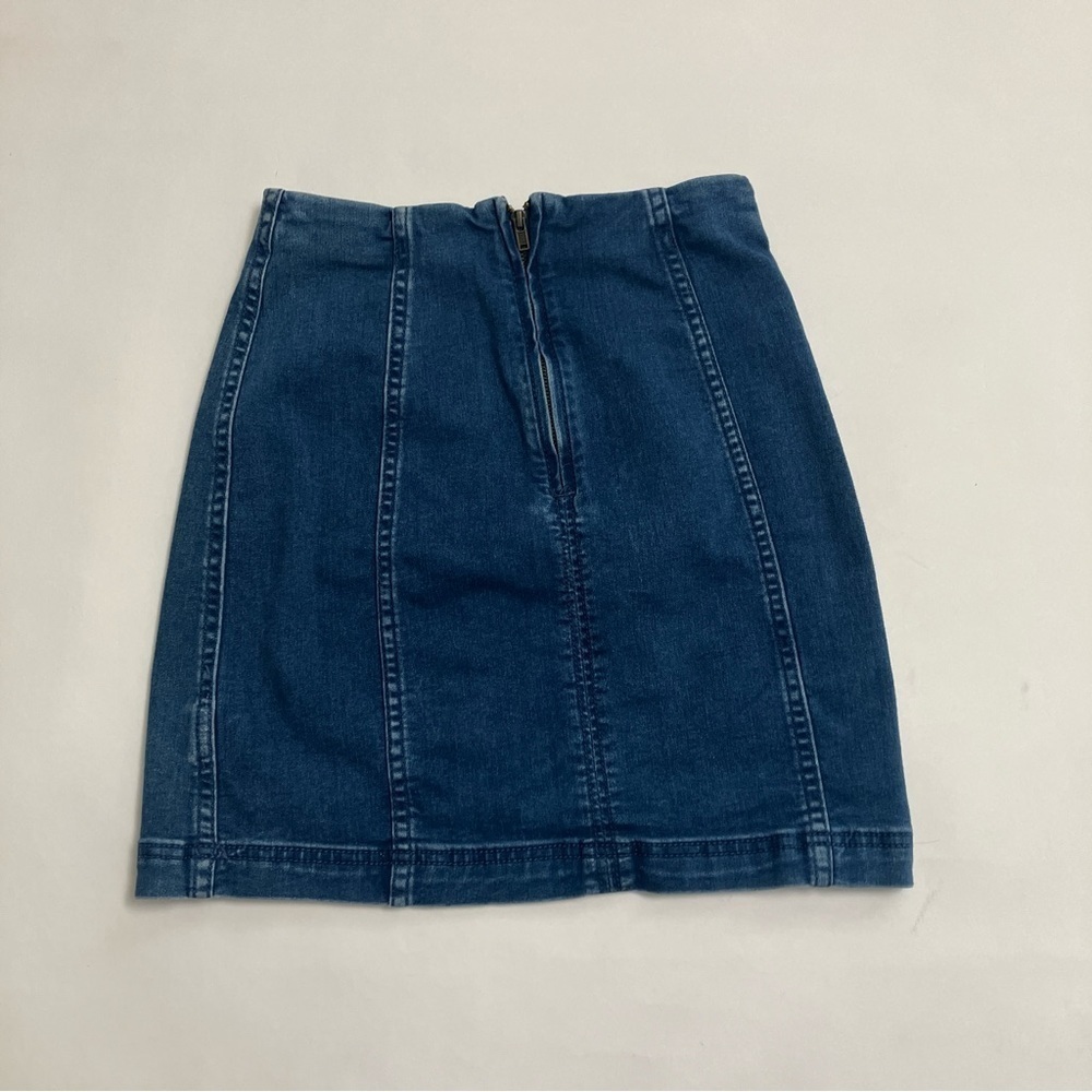 FREE PEOPLE back zip bodycon denim mini - Picture 2 of 6